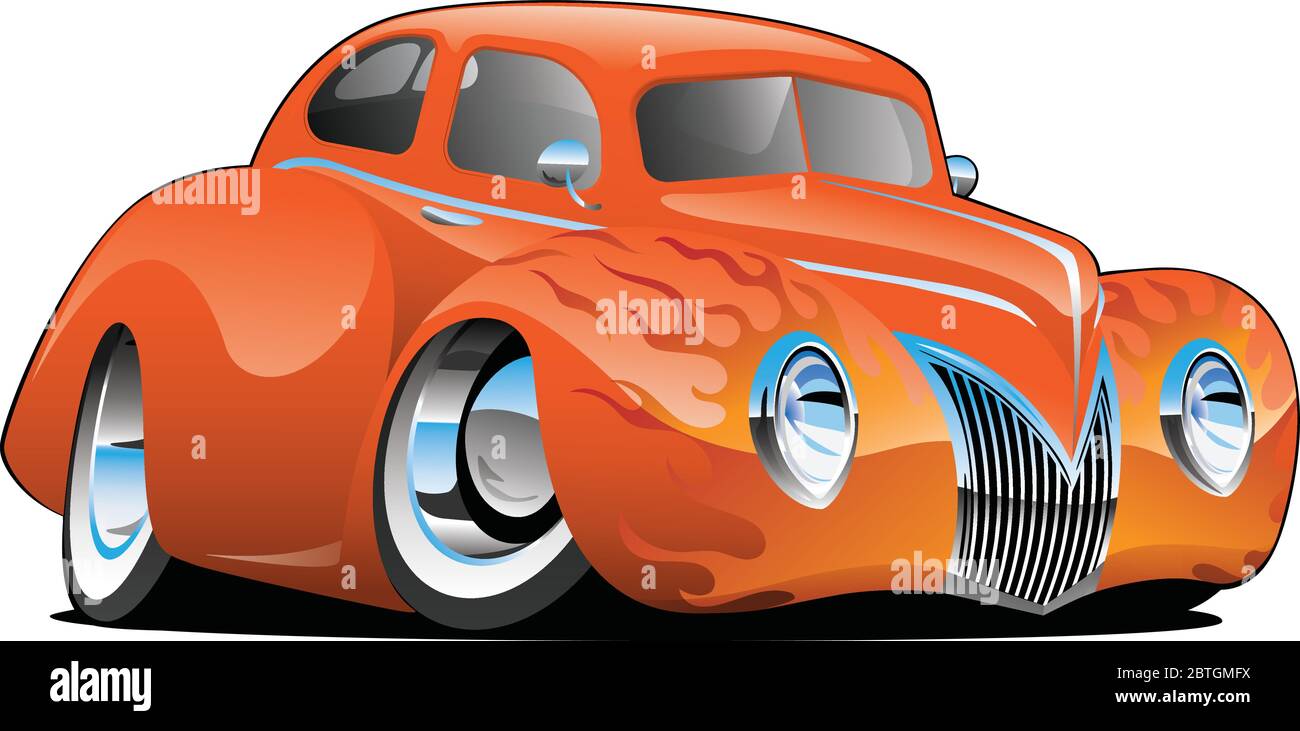 Illustrazione vettoriale isolata di Cartoon auto d'epoca Custom Street Rod Illustrazione Vettoriale