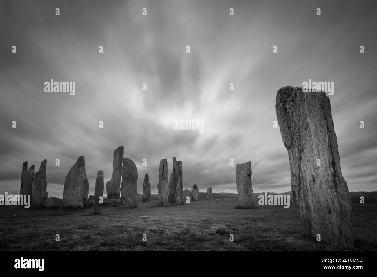 Pietre Callanish in piedi su Harris Foto Stock