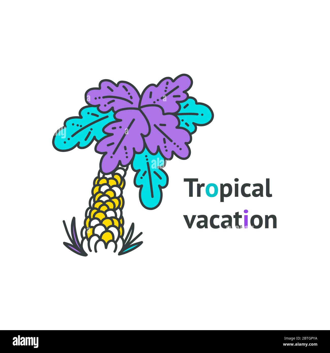 Illustrazione vettoriale di palme colorate in stile doodle. Per stampe e disegni Illustrazione Vettoriale