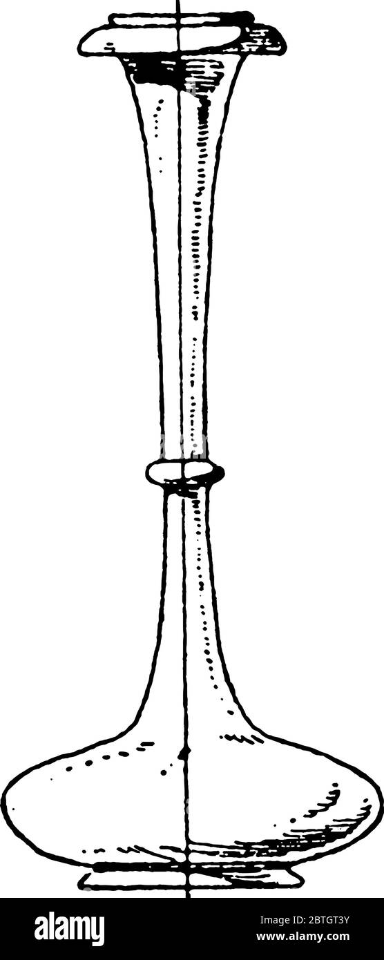 La bottiglia giapponese è realizzata in bronzo con collo lungo estensibile e corpo sferico, disegno vintage o illustrazione dell'incisione. Illustrazione Vettoriale