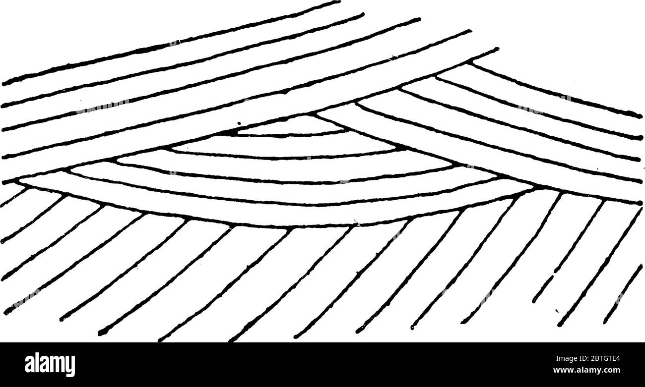 questa figura mostra una lettiera a croce eoliana che è formata dalla capacità del vento di sagomare la superficie della terra, disegno di linee d'epoca o illustrazione di incisione Illustrazione Vettoriale