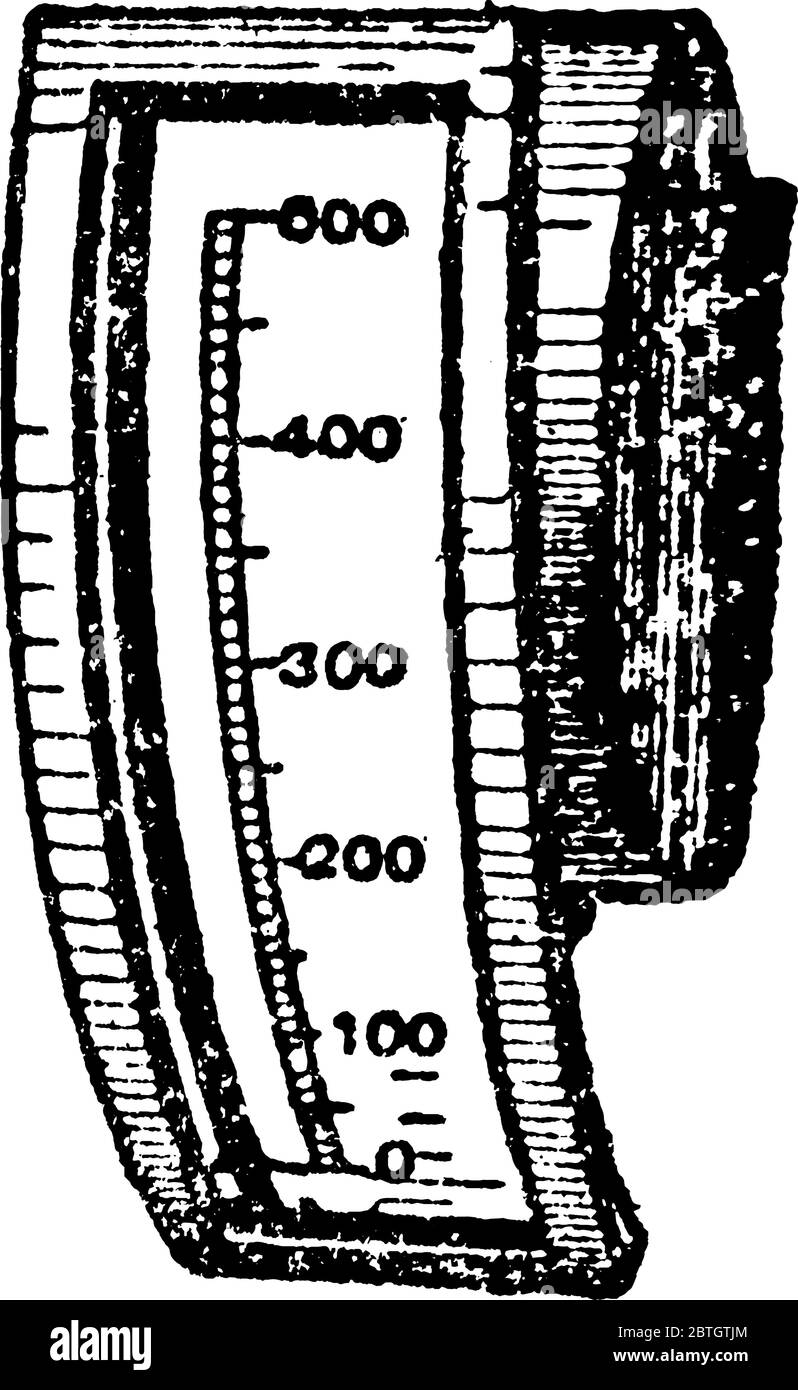 Un amperometro per quadro elettrico a bordo, utilizzato per misurare la differenza di potenziale elettrico, il disegno di linee vintage o l'illustrazione dell'incisione. Illustrazione Vettoriale