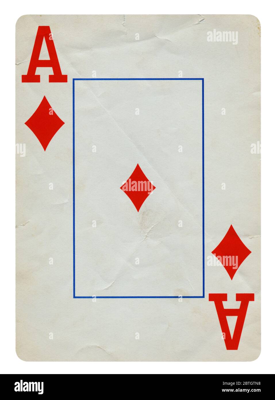 Ace di diamanti Vintage carta da gioco isolato su bianco (percorso di clipping incluso) Foto Stock