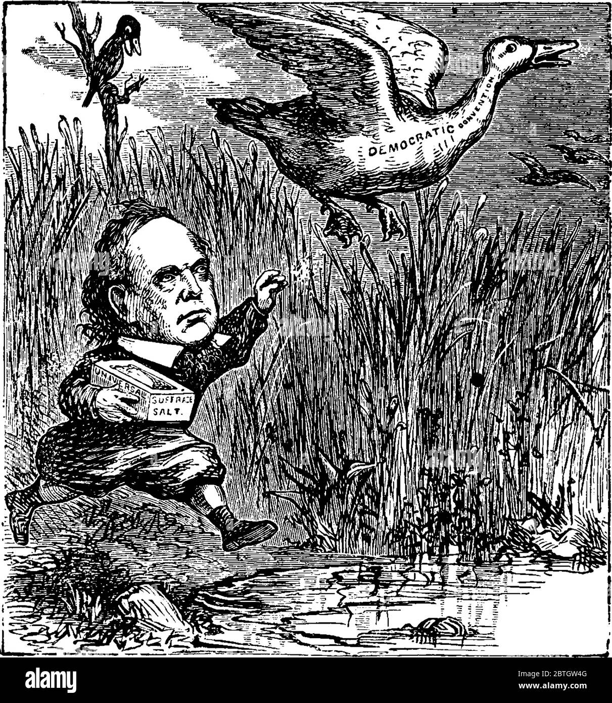 Chase, capo della giustizia, Salmon P. Chase, catturando la Convenzione Democratica, fu un politico e giurista statunitense che servì come sesto capo della Giustizia delle Nazioni Unite Illustrazione Vettoriale