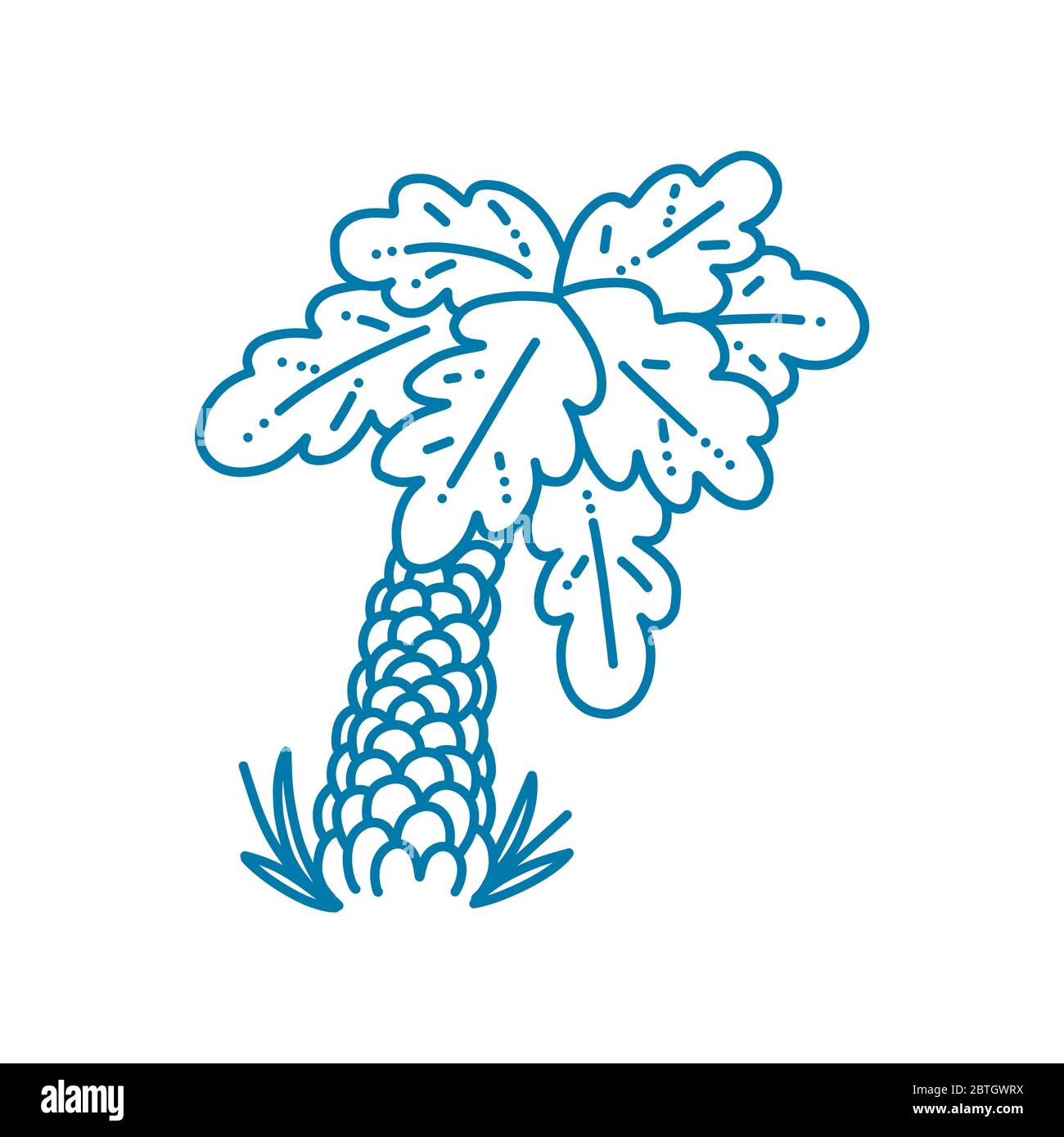 Illustrazione vettoriale Palm tree per stampe e disegni. Stile contorno Illustrazione Vettoriale