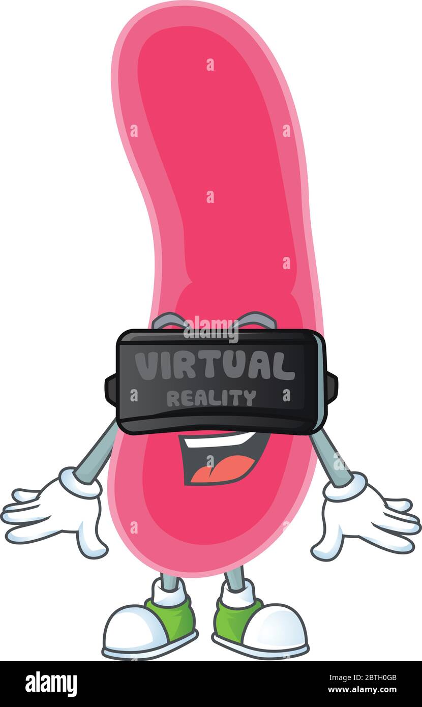 Immagine caricatura della fusobatteria che gioca un gioco utilizzando la cuffia per realtà virtuale Illustrazione Vettoriale