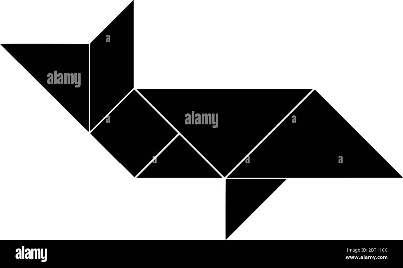 Questo tangram rappresenta il delfino, tangrams dà agli studenti l'opportunità di utilizzare un insieme manipolativo per costruire la comprensione delle idee geometriche e de Illustrazione Vettoriale