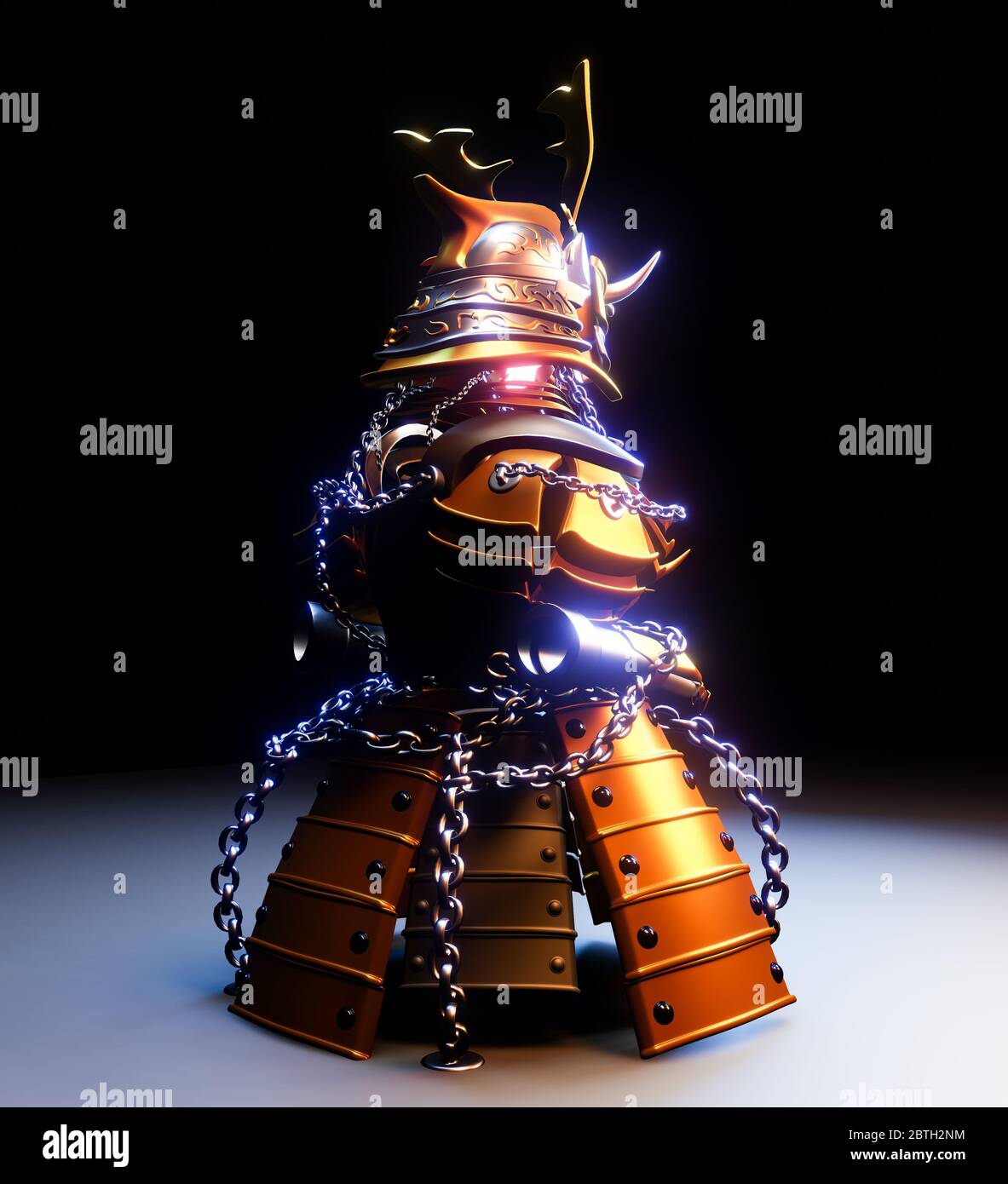 Armatura Bushido- armatura guerriero Samurai in stile giapponese rendering .3D Foto Stock