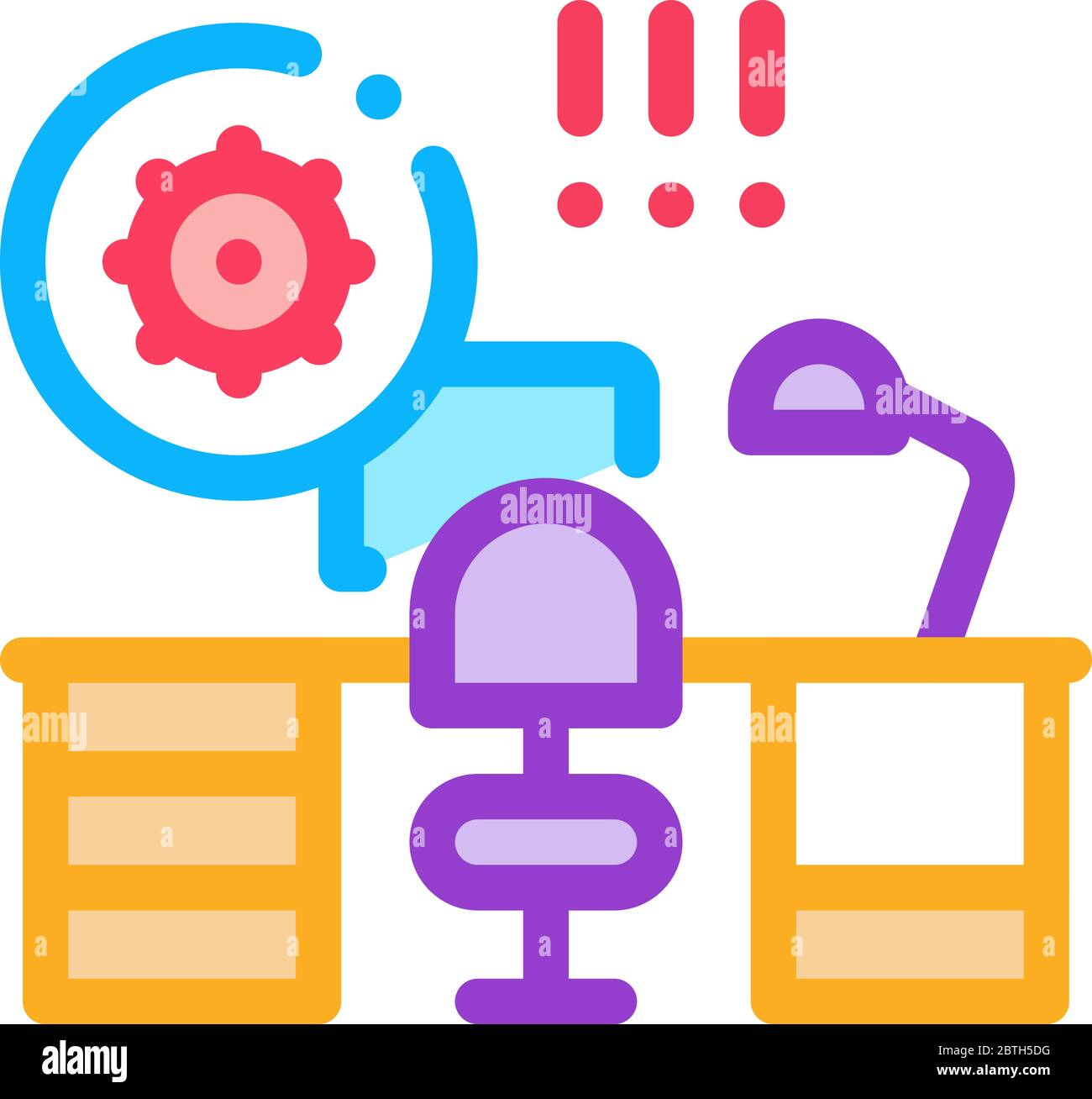 illustrazione del profilo vettoriale delle icone dei batteri nocivi nella sala di lavoro Illustrazione Vettoriale