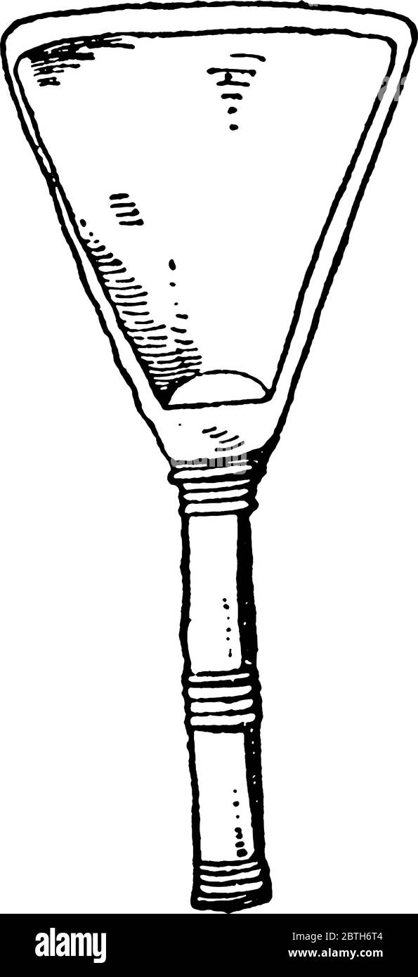 Questo è un cucchiaio egiziano dal design antico con ciotola triangolare e manico dritto. Questo cucchiaio è fatto a mano e decorato in modo chiaro, linea vintage dr Illustrazione Vettoriale