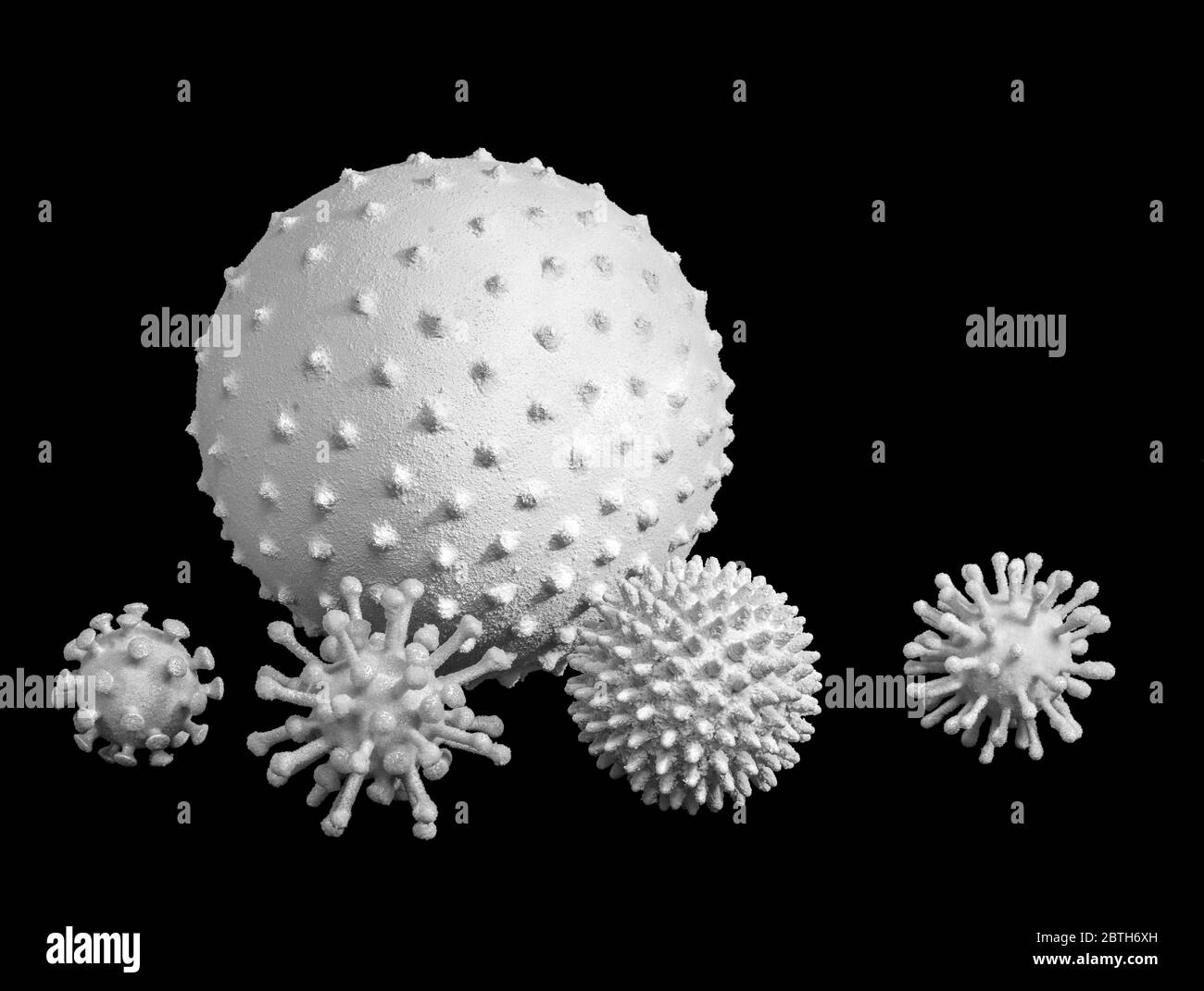 primo piano con alcuni virus simbolici in cupo schiena Foto Stock