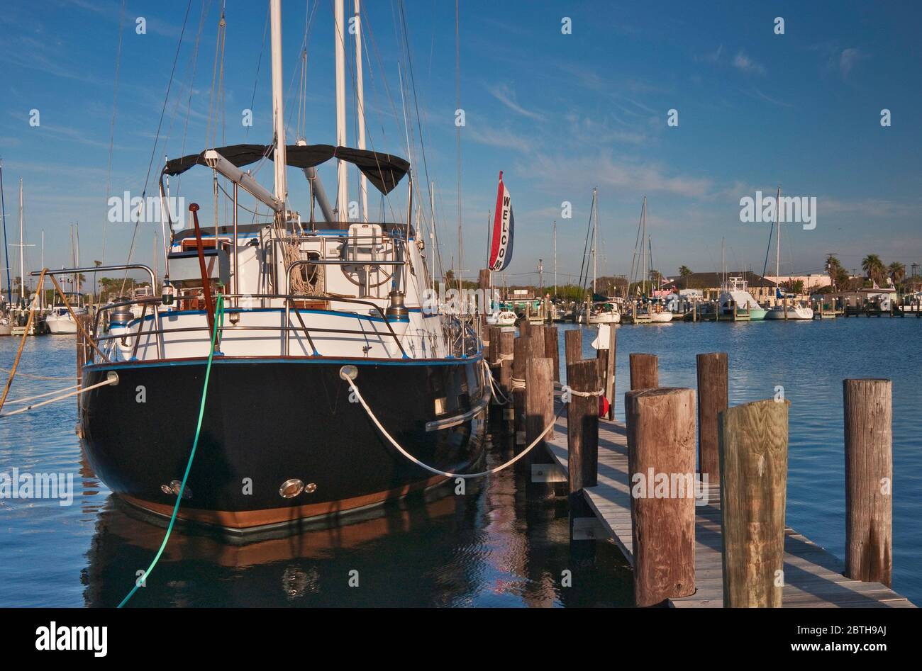 Tour in barca presso il porto turistico, Aransas Bay, Golfo del Messico, Rockport, Gulf Coast, Texas, USA Foto Stock