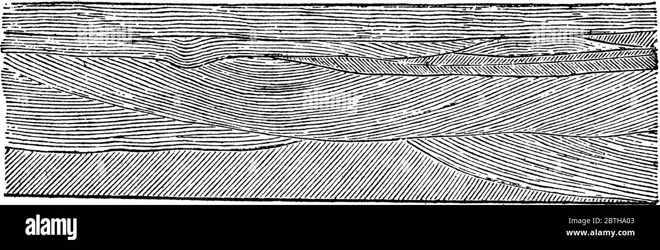 questa figura mostra una lettiera a croce eoliana che è formata dalla capacità del vento di sagomare la superficie della terra, disegno di linee d'epoca o illustrazione di incisione Illustrazione Vettoriale