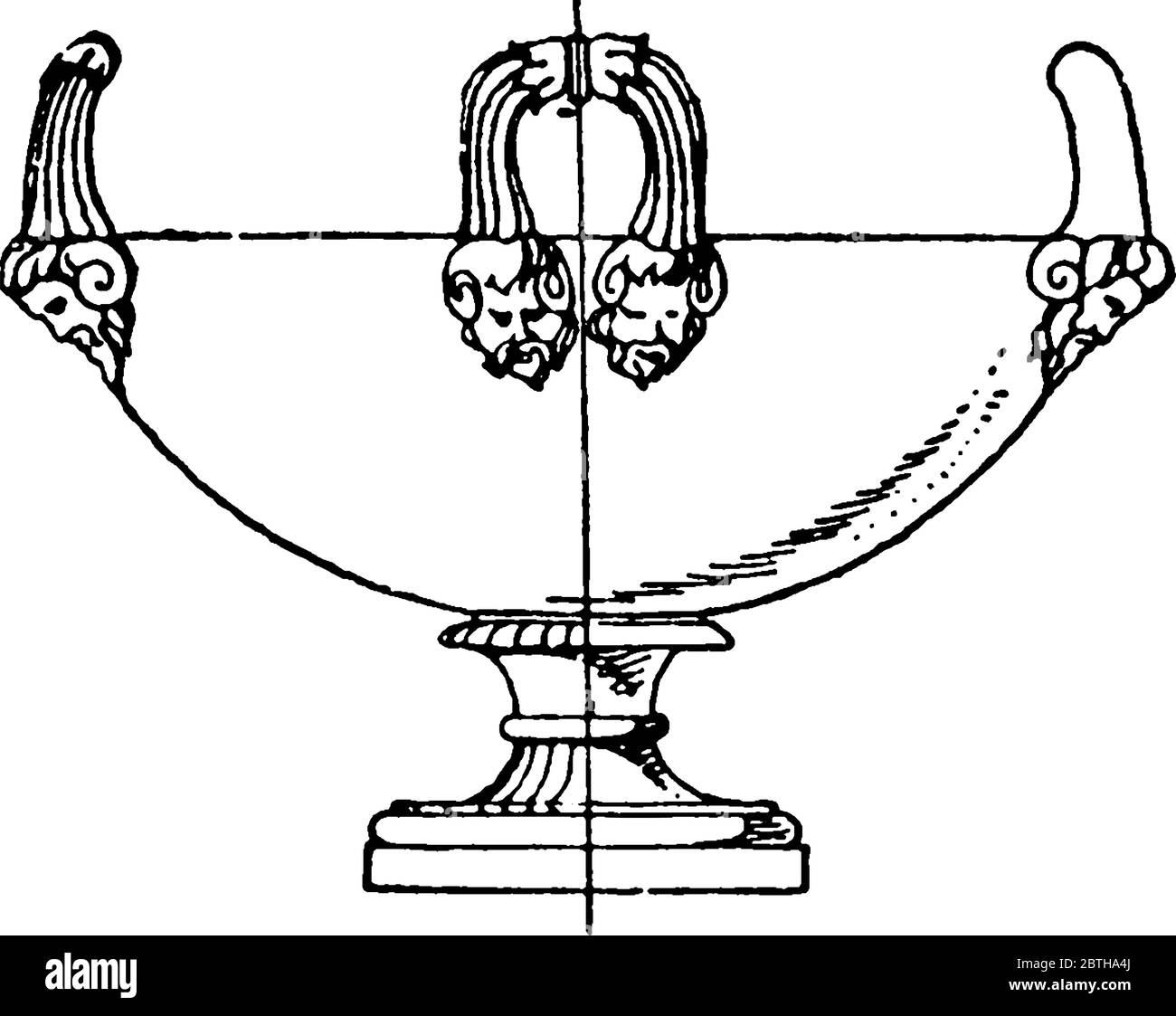 L'antico krater trovato a Tivoli, in Inghilterra, è stato tipicamente utilizzato per mescolare acqua e vino, disegno di linea d'annata o illustrazione di incisione. Illustrazione Vettoriale