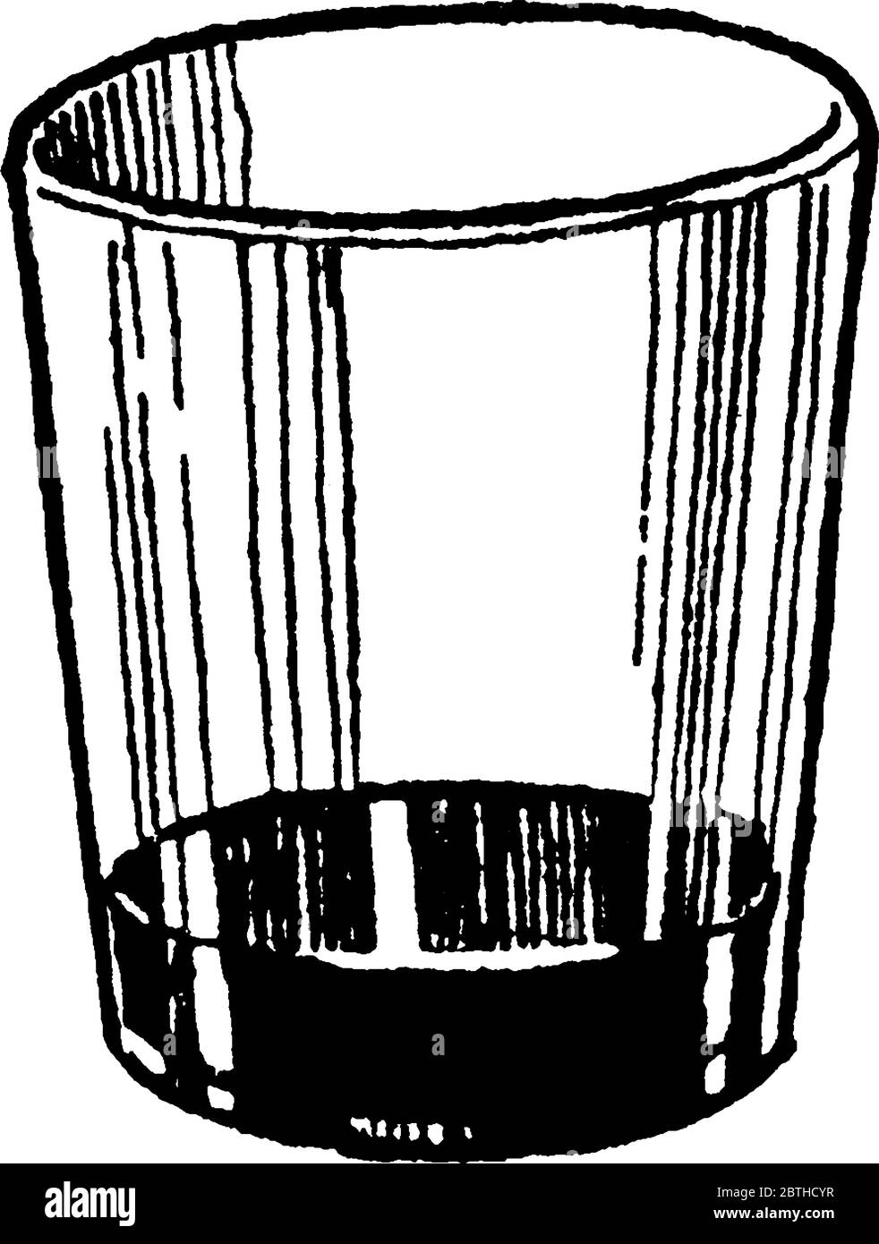 Figura che mostra un quarto pieno di contenitore di vite fatto di vetro, disegno di linea d'annata o illustrazione di incisione. Illustrazione Vettoriale