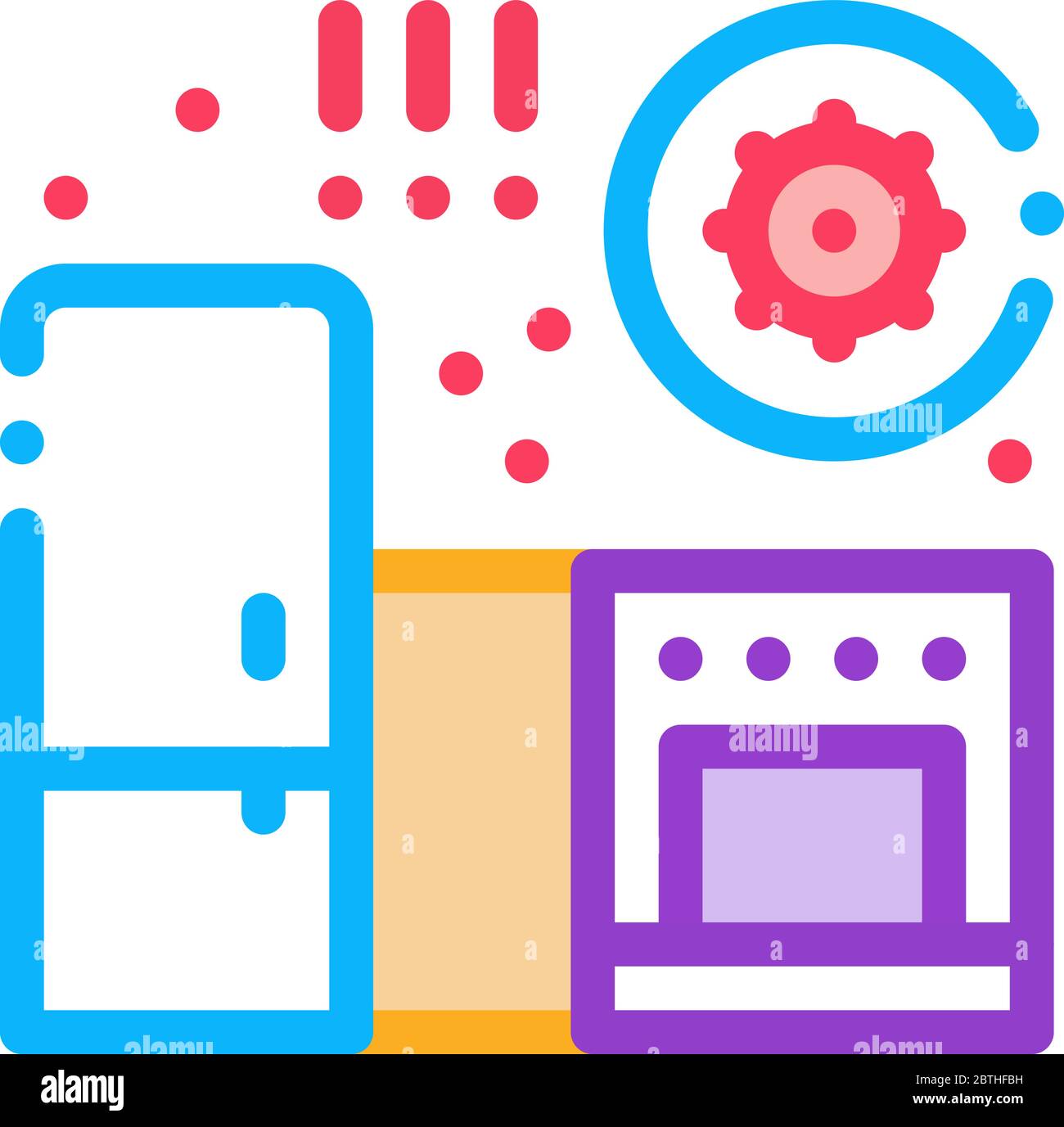 batteri nocivi in cucina icona vettore illustrazione profilo Illustrazione Vettoriale