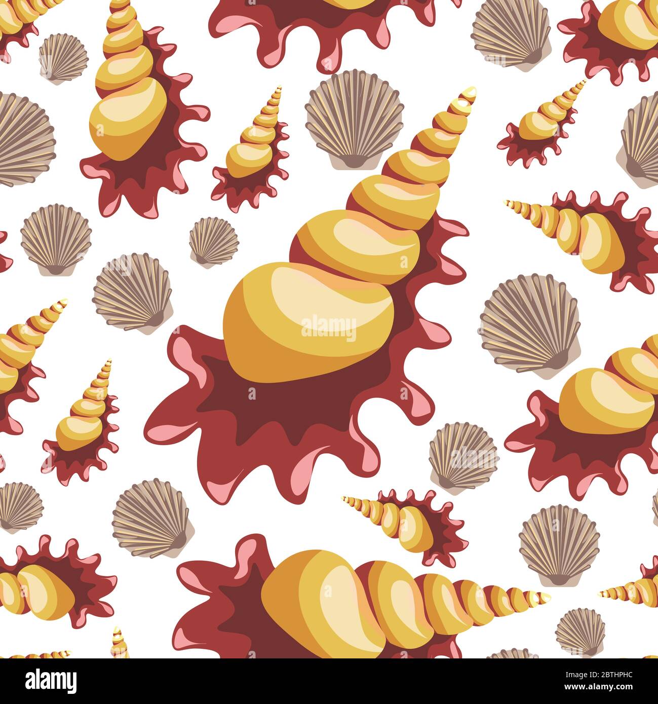 Conchiglie e vongole di mare o oceano senza cuciture Illustrazione Vettoriale