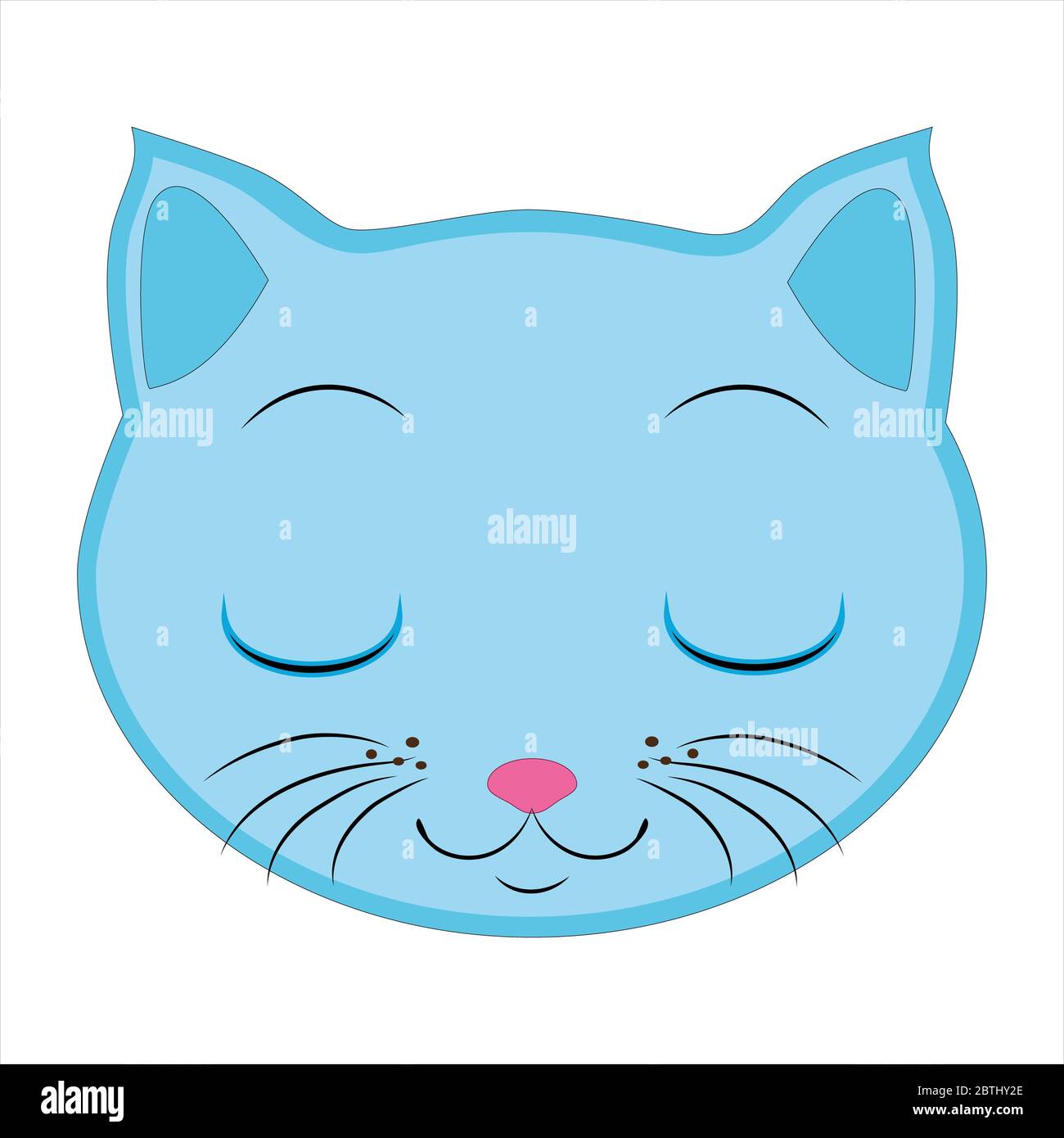 Disegno piatto di un gatto. Blu gatto faccia Emoji. Segni e simboli del  gatto. Sonno, occhi chiusi.Illustrazione Foto stock - Alamy