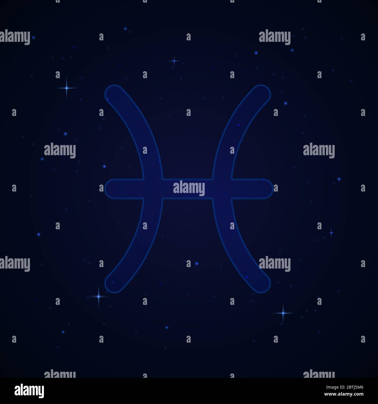 Pesci, i pesci segno zodiaco sul cielo stellato notte. Illustrazione Vettoriale