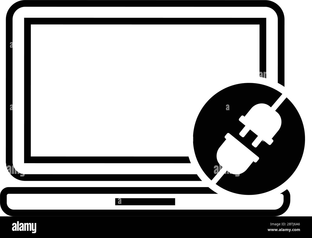 Errore di collegamento o timeout della presa elettrica o della spina scollegata sul laptop immagine vettoriale in design piatto Illustrazione Vettoriale