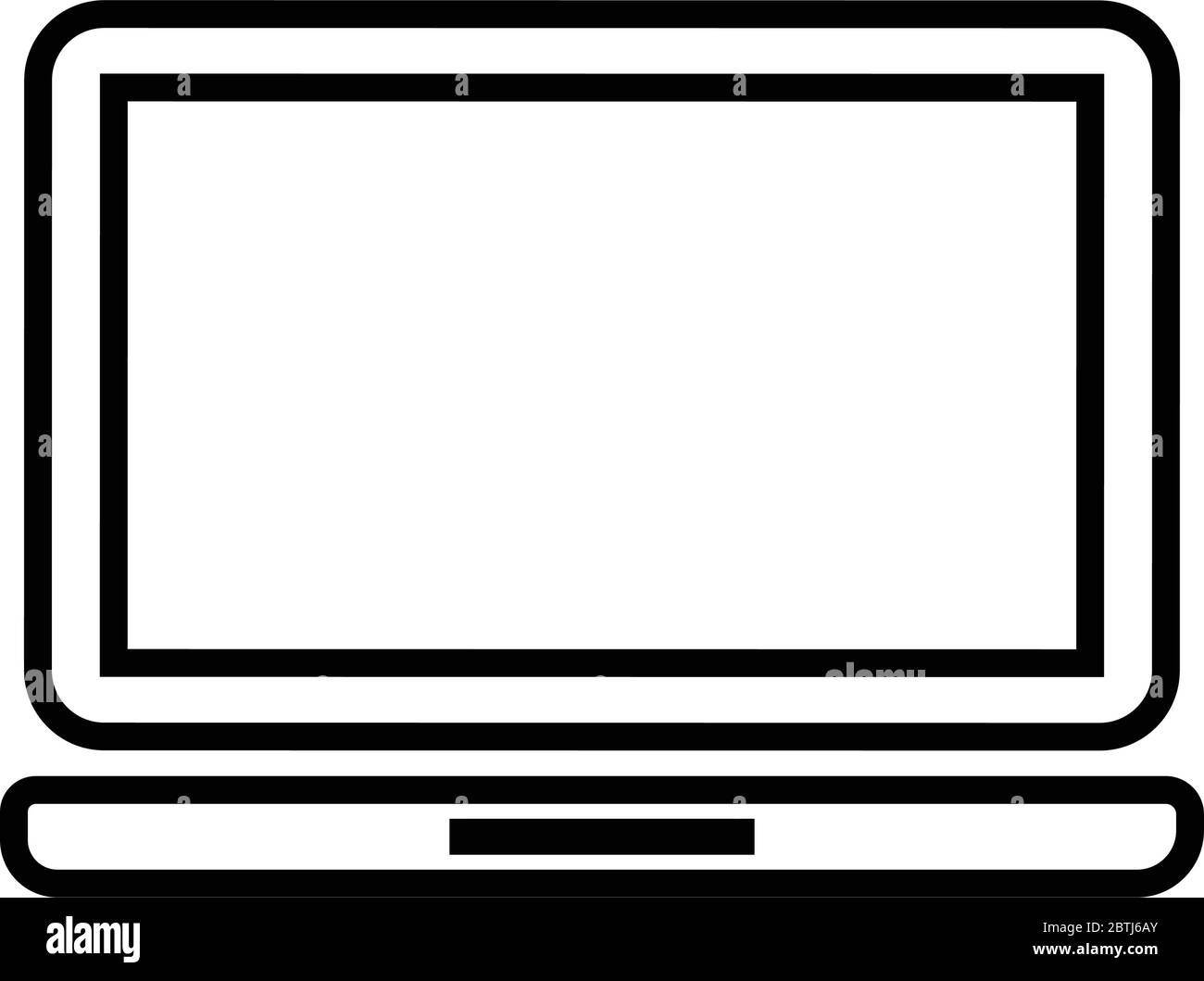 Icona della linea del laptop immagine vettoriale isolata su wite Illustrazione Vettoriale