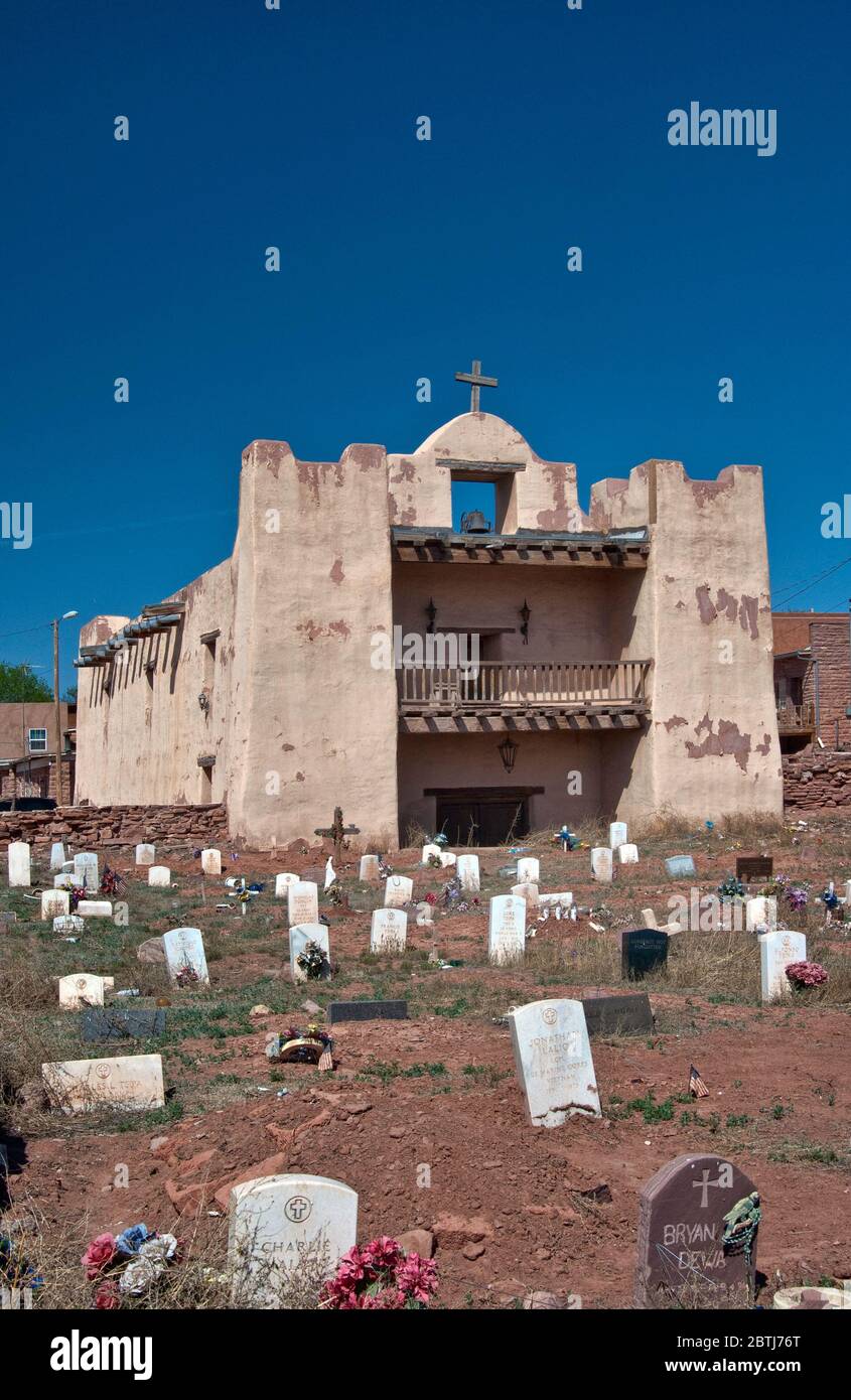 Missione nostra Signora di Guadalupe, Zuni Pueblo, riserva indiana di Zuni, New Mexico, Stati Uniti Foto Stock