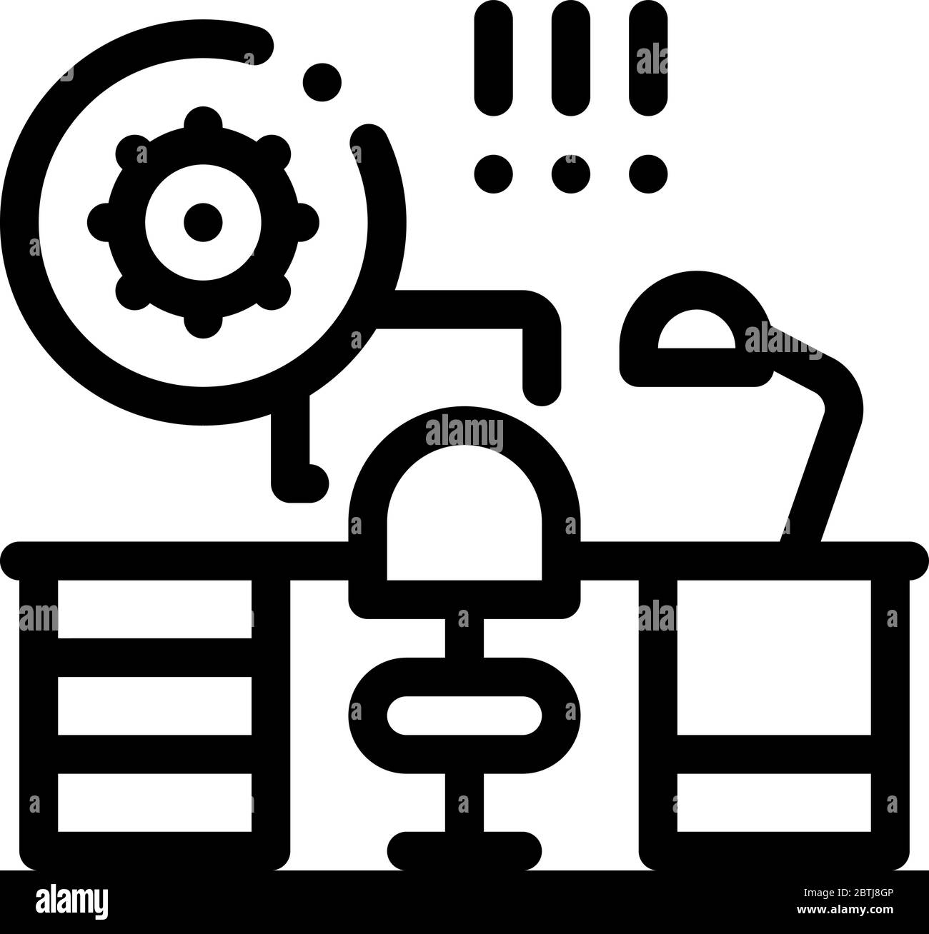 illustrazione del profilo vettoriale delle icone dei batteri nocivi nella sala di lavoro Illustrazione Vettoriale