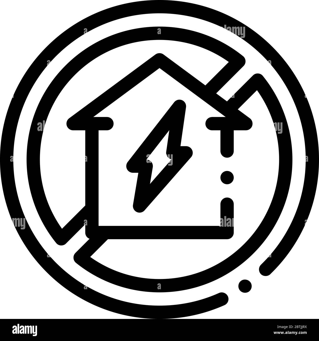 immagine vettoriale del profilo dell'icona del segno della casa in rovina Illustrazione Vettoriale