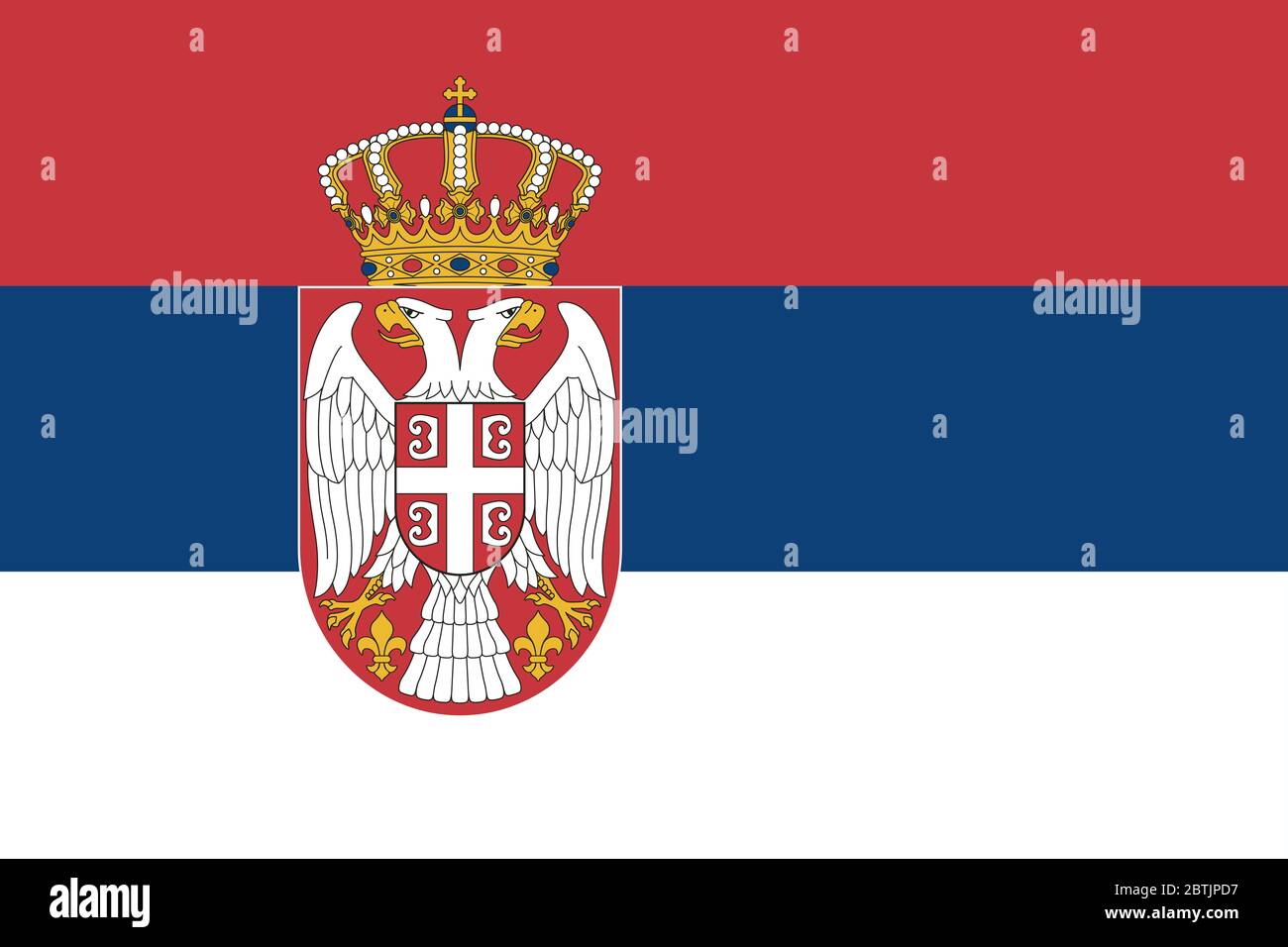 Bandiera ufficiale grande piatta della Serbia orizzontale Foto Stock