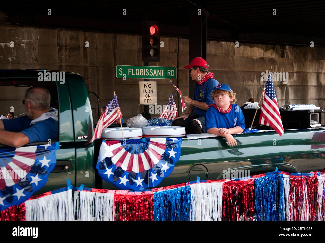 Ferguson, Missouri USA, festeggia il 4 luglio 2015, quasi un anno dopo l'uccisione dell'adolescente Ferguson Michael Brown. Foto Stock