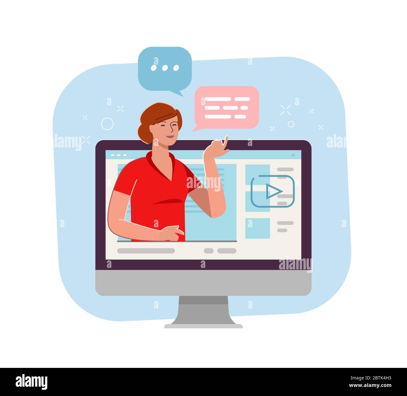 Webinar, live streaming. Video blogger cartoon illustrazione vettoriale Illustrazione Vettoriale
