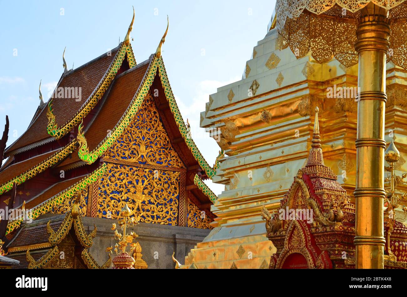 Wat Phra che Doi Suthep a Chiang mai, probabilmente il più bel tempio di Thaliand Foto Stock