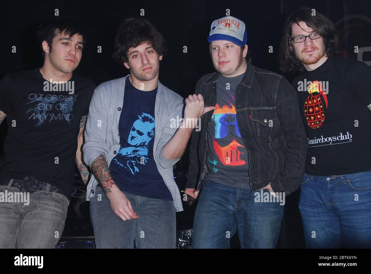 Fall out Boy - Pete Wentz, Joe Trohman, Patrick Stump e Andy Hurley al Fall out Boy Honda Civic Tour Annuncio tenuto presso l'American Honda Motor Co., Inc. Studio 540 a Torrance, CA. L'evento si è svolto venerdì 5 gennaio 2007. Photo by: SBM / PictureLux - file Reference N. 34006-259SBMPLX Foto Stock