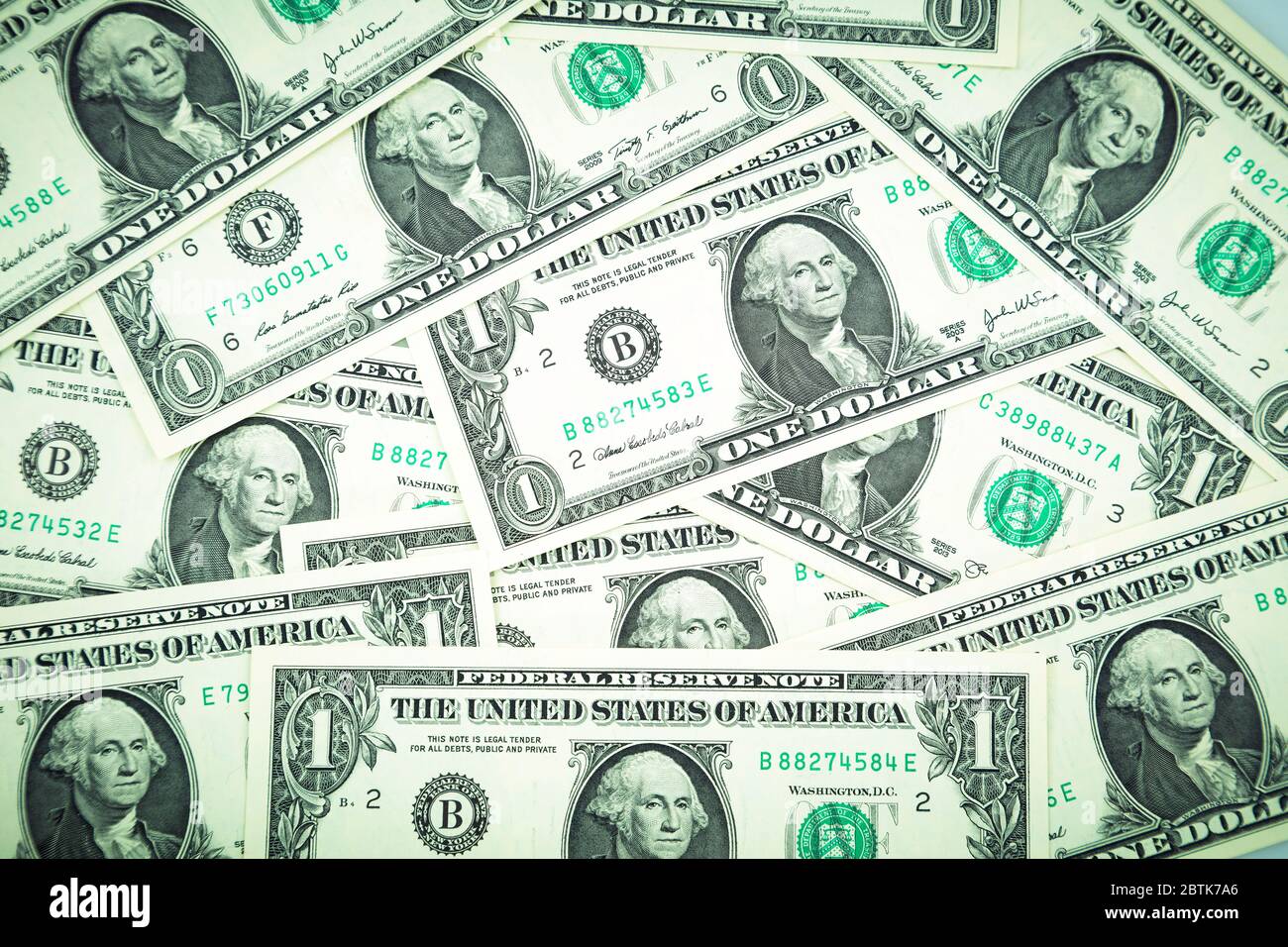 Primo piano delle banconote in dollari americani Foto Stock