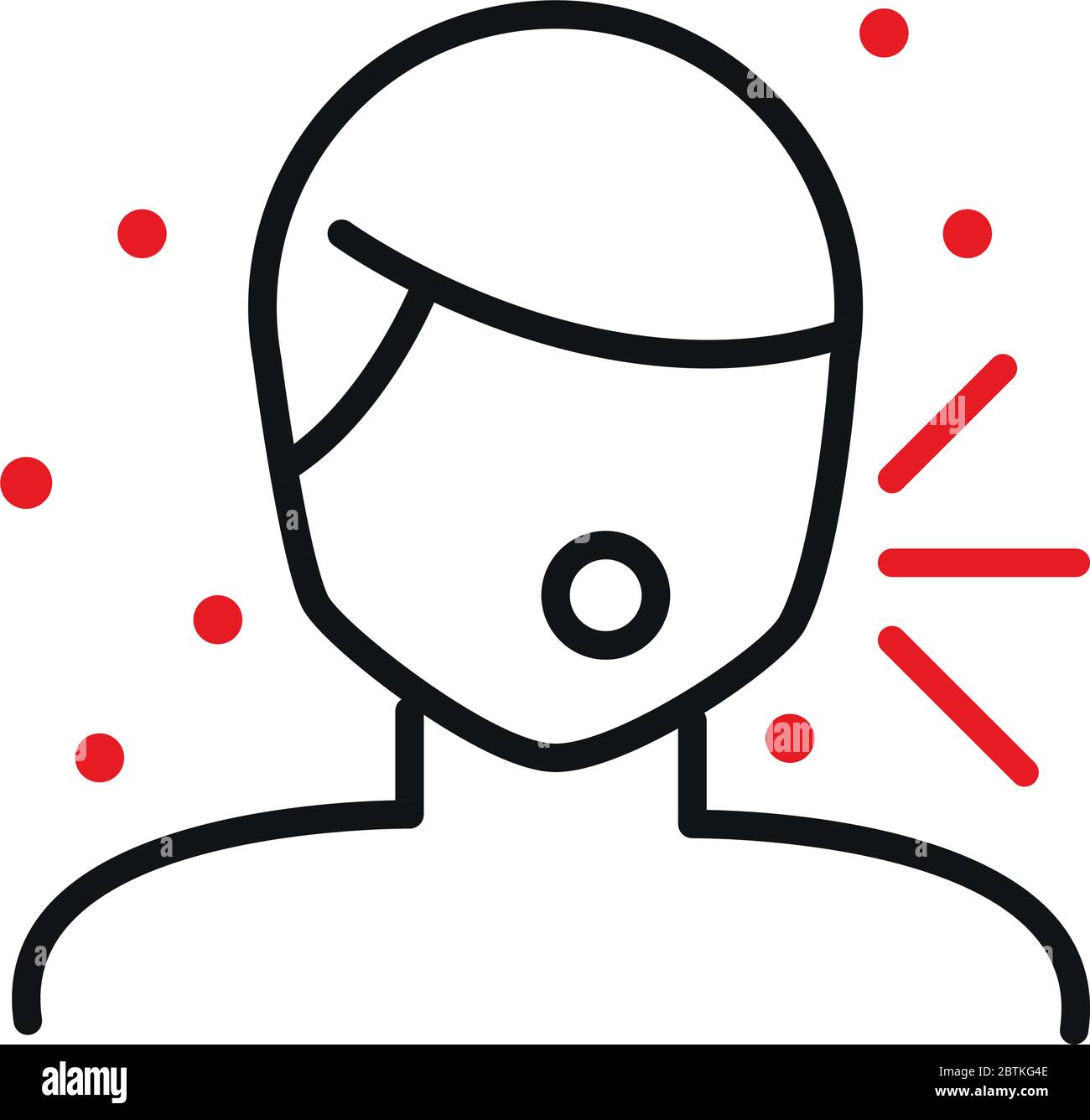 Uomo avatar con dry linea tosse bicolore stile icona design di cura medica e covid 19 virus tema illustrazione vettoriale Illustrazione Vettoriale