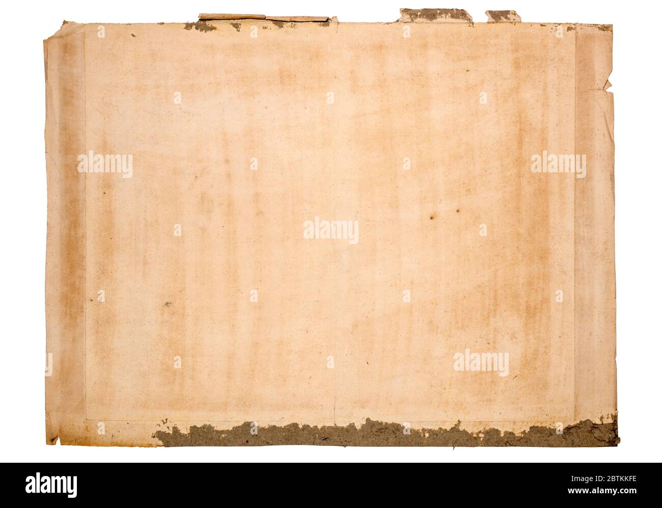 Lato inverso di una vecchia stampa isolata su bianco con percorso di ritaglio A TUTTI i formati. Foto Stock