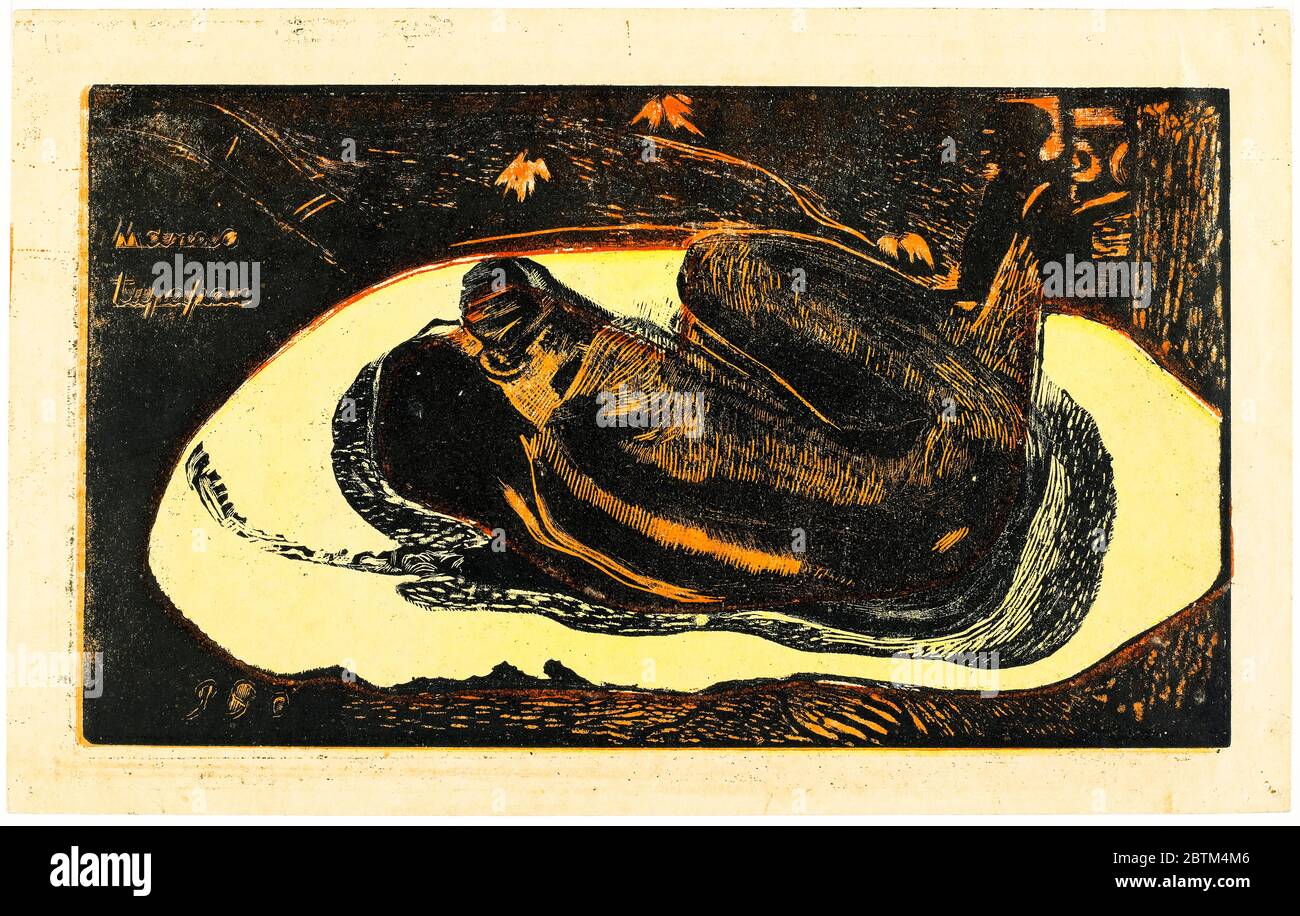 Paul Gauguin (stampante Louis Roy), guardato dagli spiriti dei morti, stampa in legno, 1894 Foto Stock
