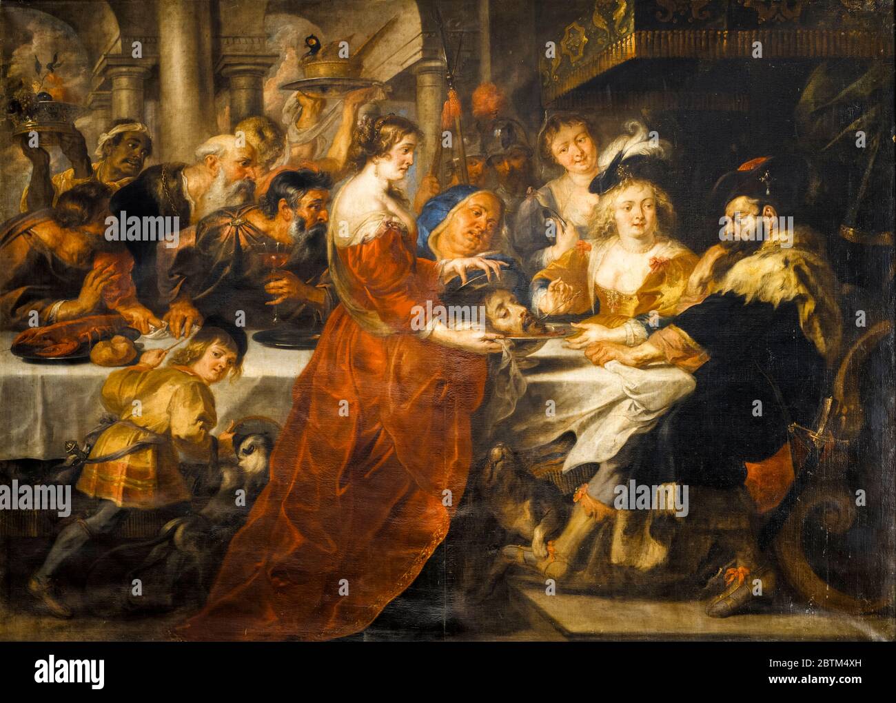 Pietro Paolo Rubens, la festa di Erode: Salome porta la testa di San Giovanni Battista al re Erode, dipinto, 1600-1699 Foto Stock