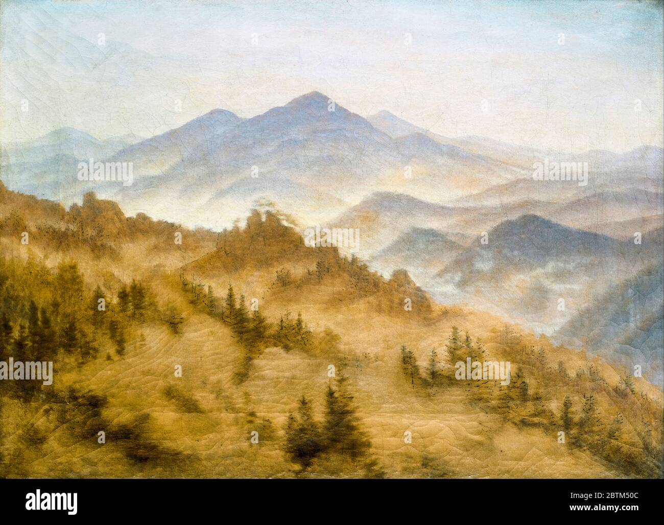 Caspar David Friedrich, Paesaggio con il Rosenberg nelle montagne Bohemien, pittura di paesaggio, 1835 Foto Stock