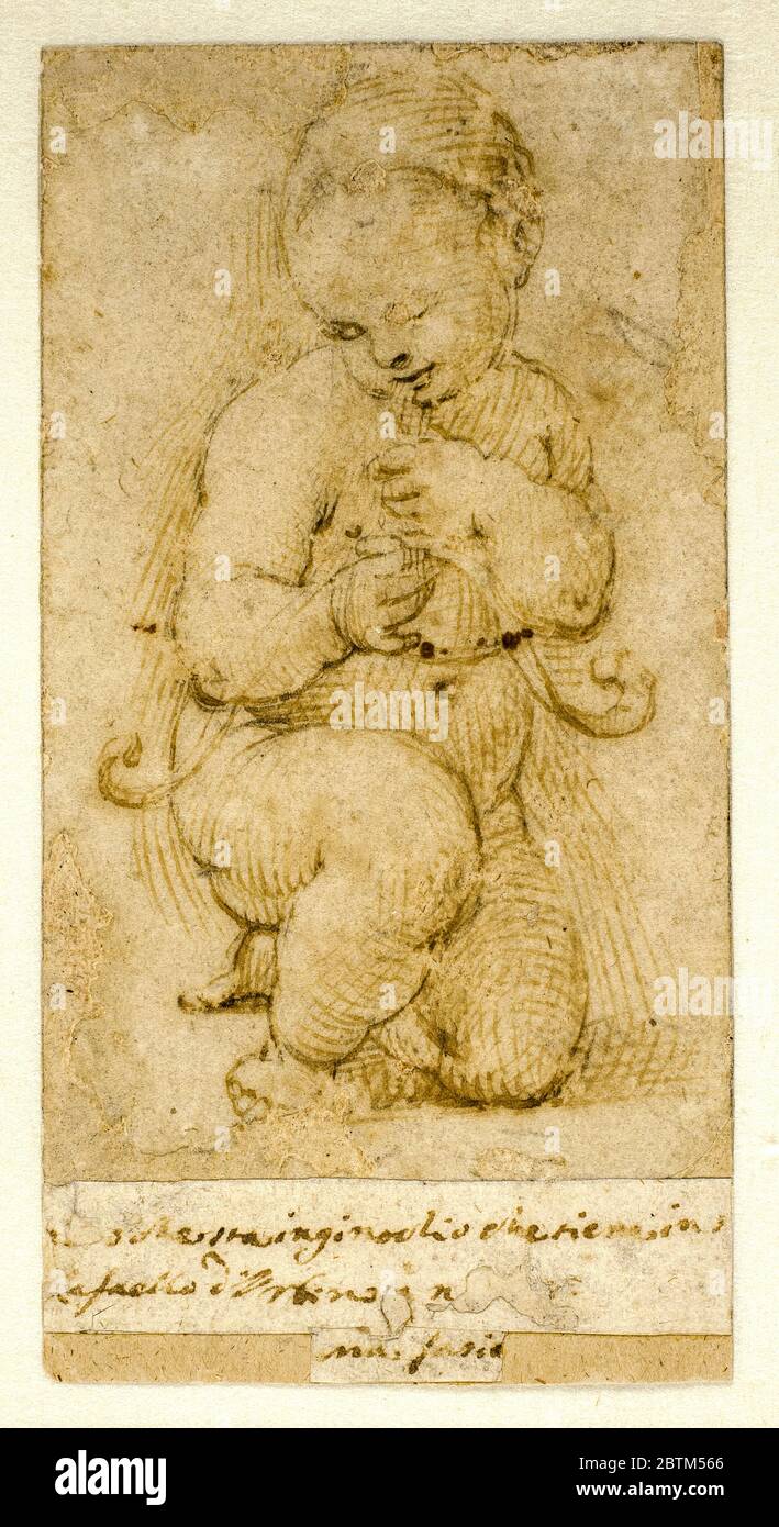 Raffaello, Giovanni Battista come neonato, disegnando, prima del 1520 Foto Stock