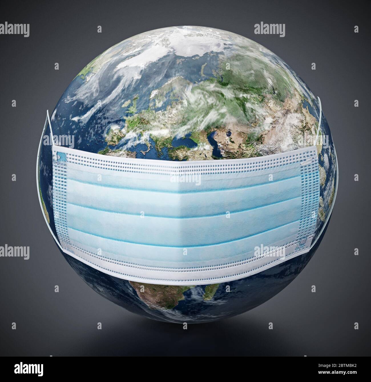 Maschera chirurgo su terra isolata su sfondo bianco. Illustrazione 3D. Foto Stock