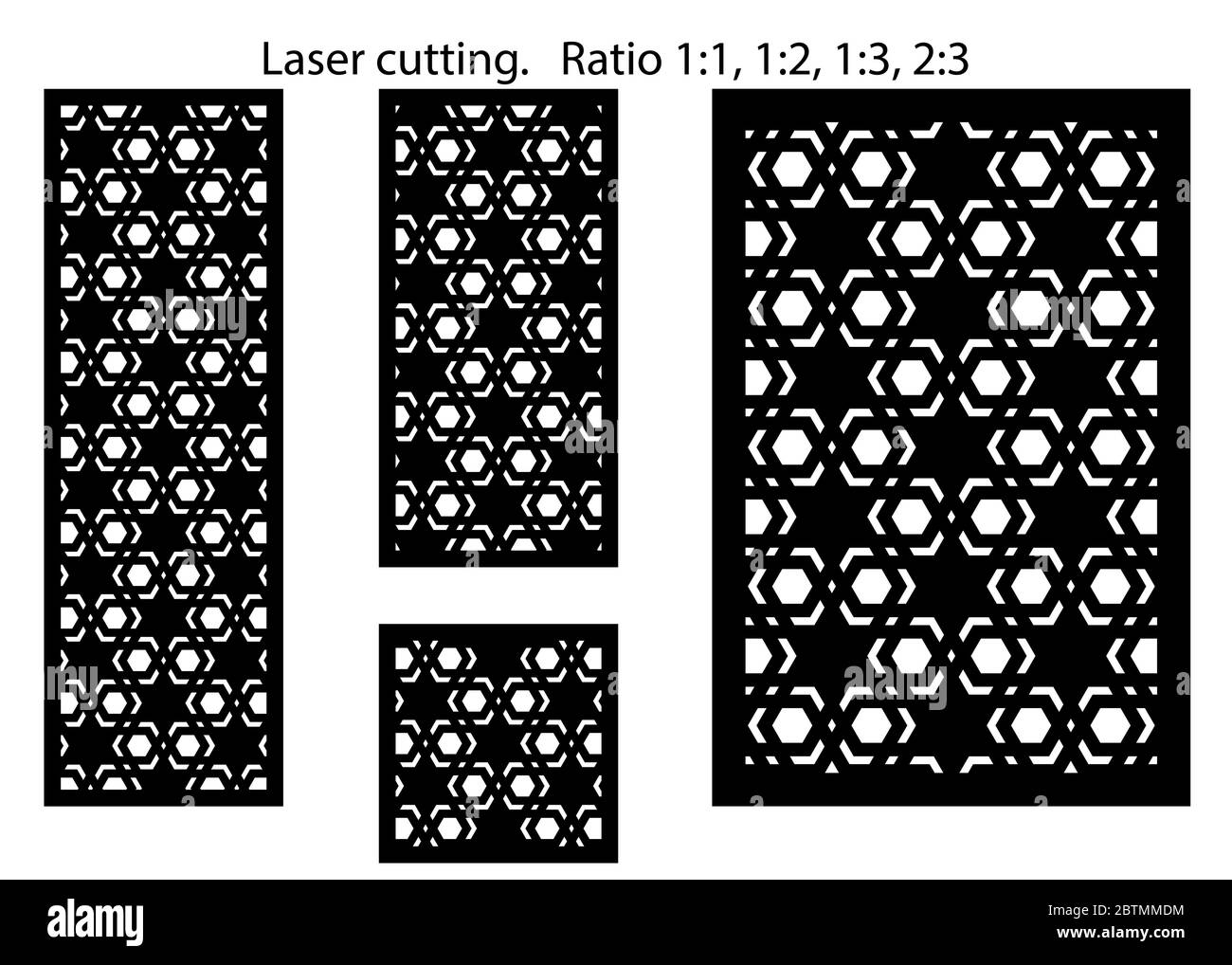 Moderno lazer taglio vettore pannello, schermo, recinzione, divisore. Motivo decorativo CNC, design jali, elemento interno. Moderno modello di taglio lazer Illustrazione Vettoriale