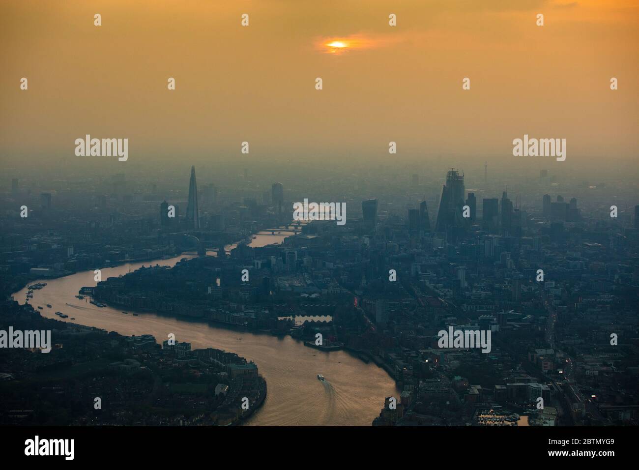 Skyline di Londra a Dusk Foto Stock