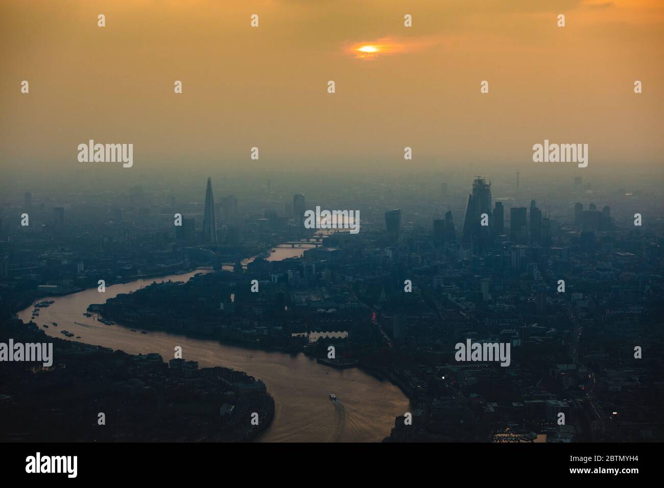 Skyline di Londra a Dusk Foto Stock