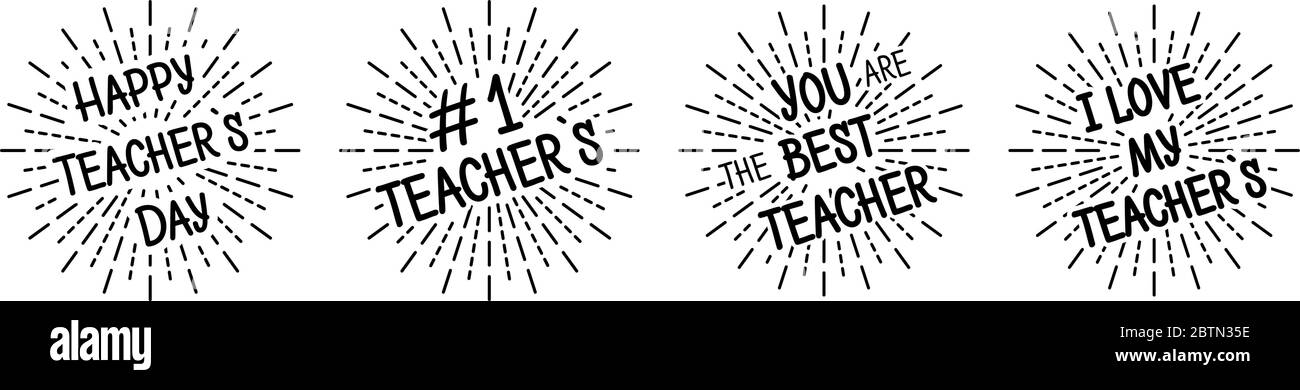 Gli insegnanti giornata con burst. Colorati di nero. Scheda tipografia. Illustrazione Vettoriale Illustrazione Vettoriale