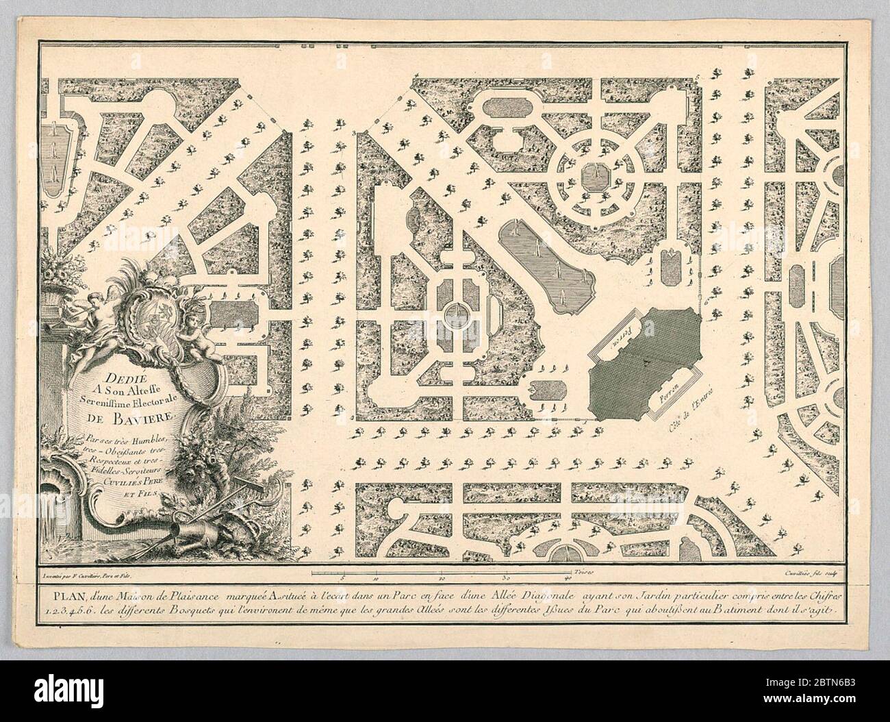 Pianta di una casa di campagna. Ricerca in corso Foto Stock