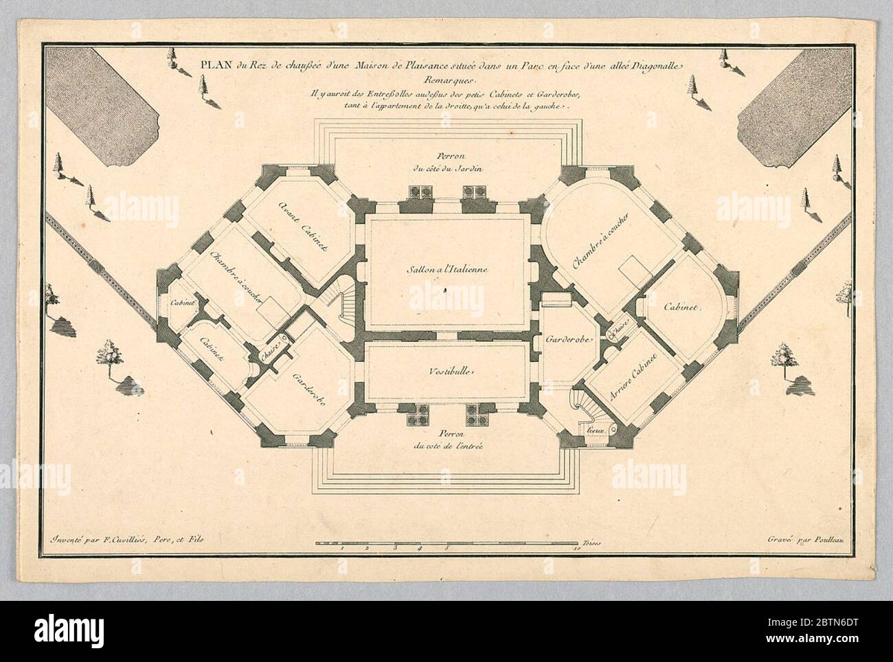 Pianta del piano terra di una casa di campagna. Ricerca in corso Foto Stock