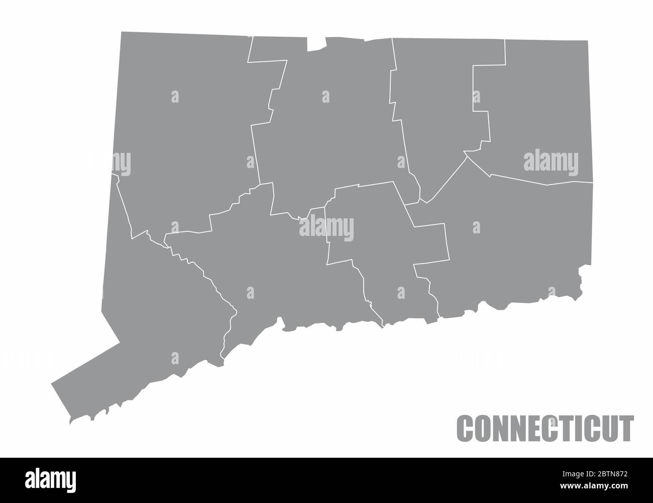 Mappa delle contee statali del Connecticut Illustrazione Vettoriale