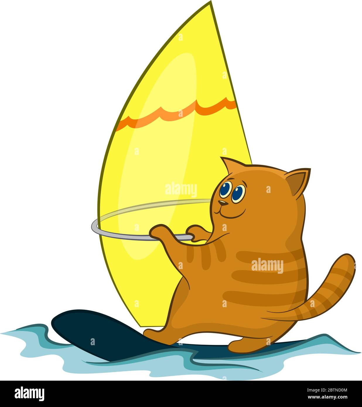 Cartoon Cat windsurfer Illustrazione Vettoriale