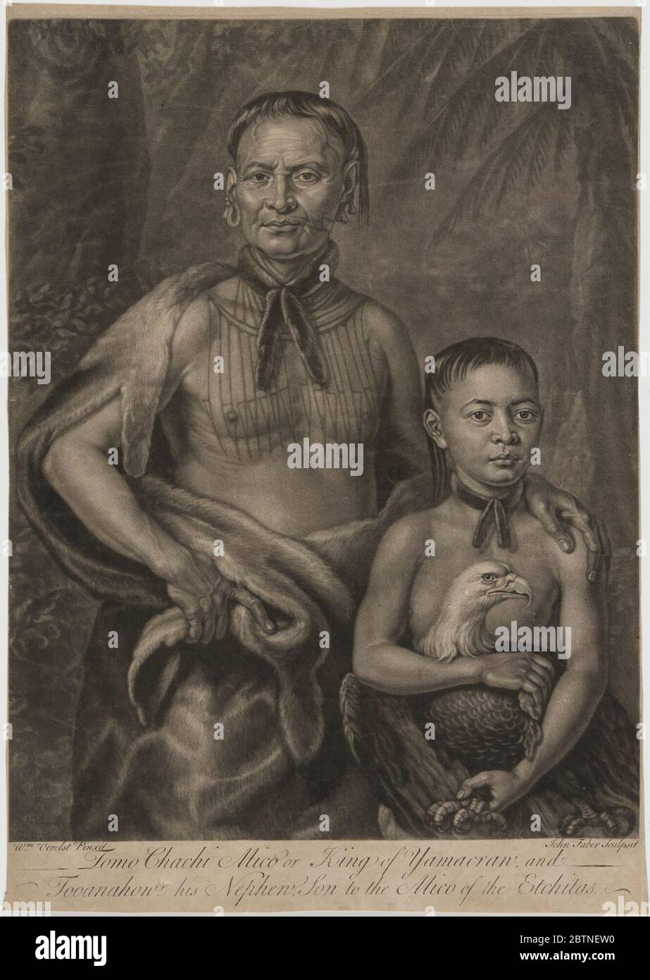 Tomo Chachi Mico o Re di Yamacraw e Tooanahowi suo Figlio nephew al Mico di Etchitas. Foto Stock